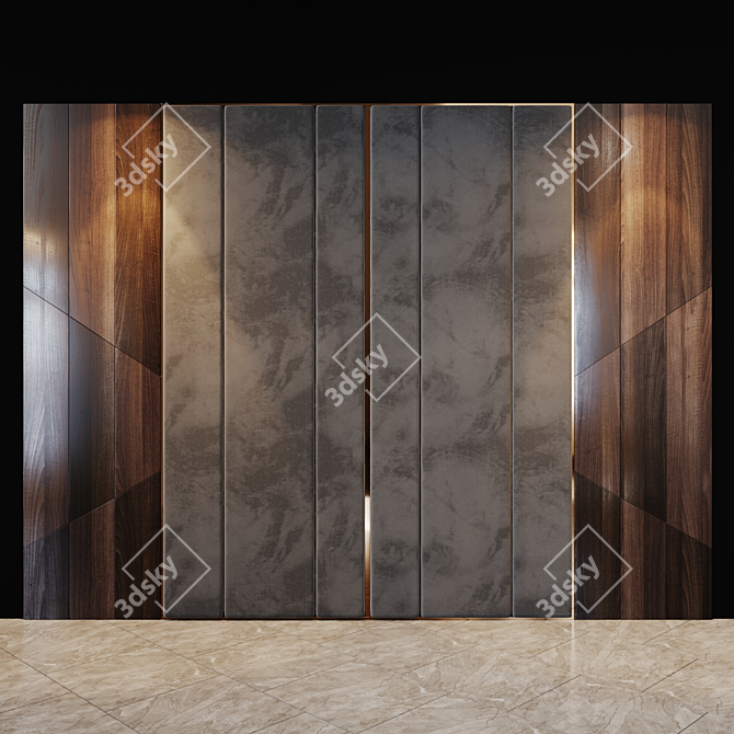 Title: Elegant Customizable Headboard and Wall Panel 3D model image 1