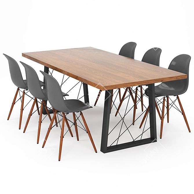 Modern Dining Table Set 3D model image 1