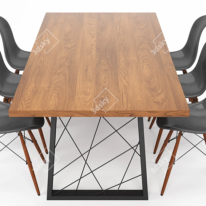 Modern Dining Table Set 3D model image 3