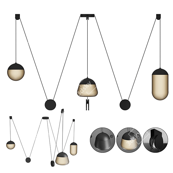 Cosmic Illumination: Planets Pendant Lamp 3D model image 1