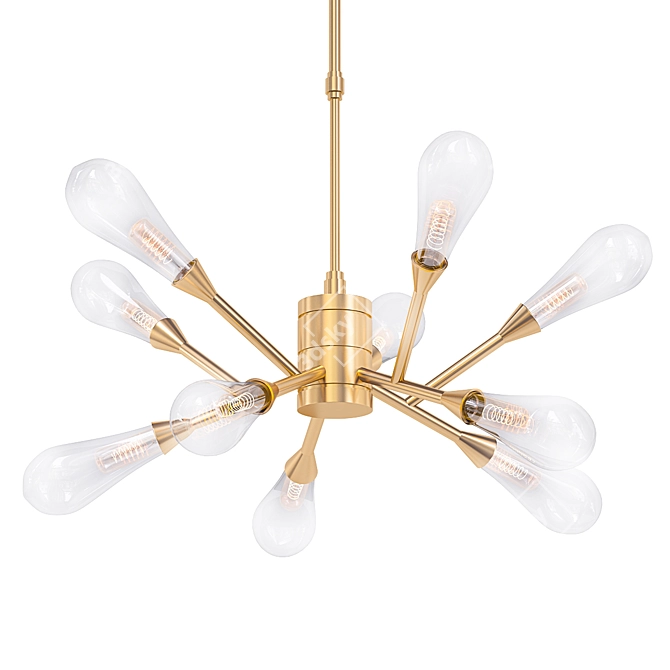 Elegant Golden LED Chandelier 3D model image 1