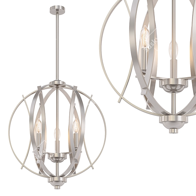 Modern Brushed Nickel Pendant 3D model image 1