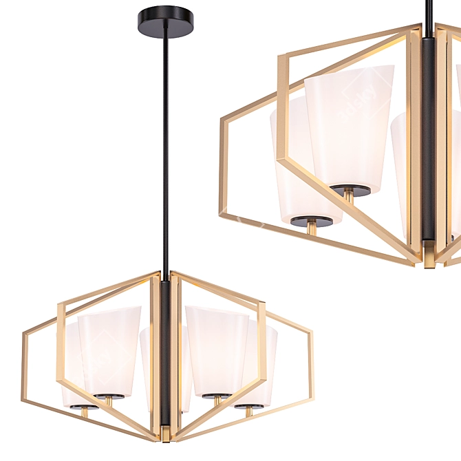 Luxury Gold & Black 5-Light Chandelier 3D model image 1