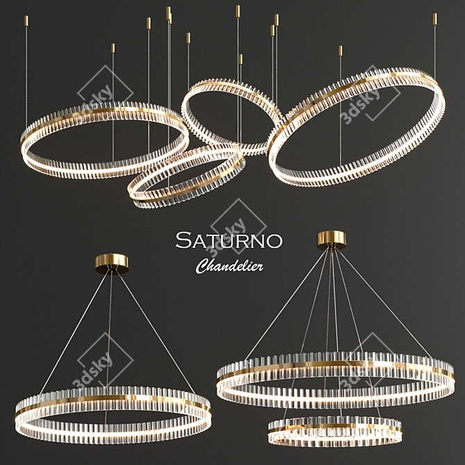 Elegant Saturno Chandelier - 3 Options 3D model image 1