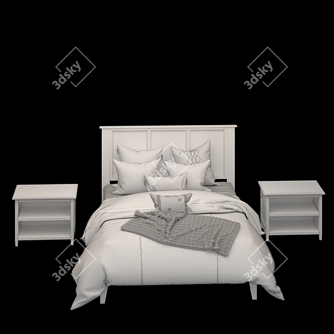 Atlantic Madison White Wood Queen Platform Bed 3D model image 4