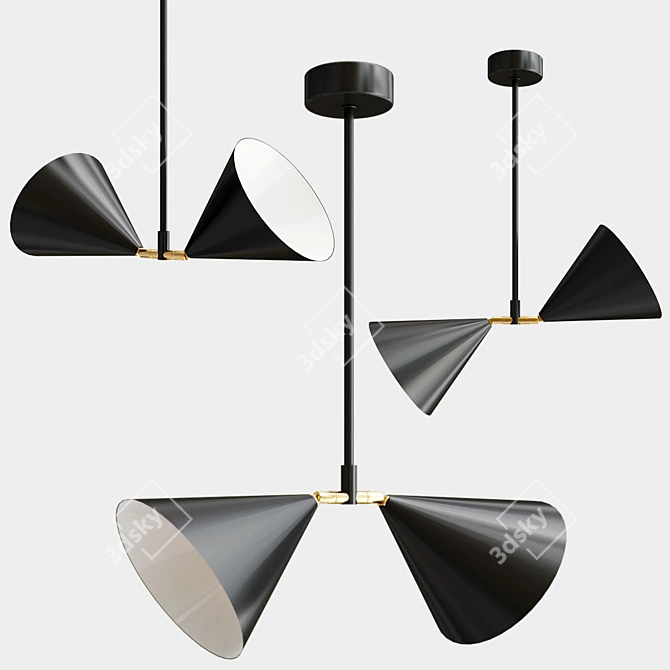 Elegant Double Pendant Light 3D model image 1