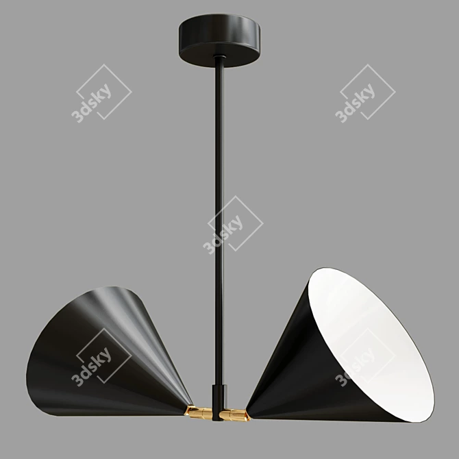 Elegant Double Pendant Light 3D model image 2