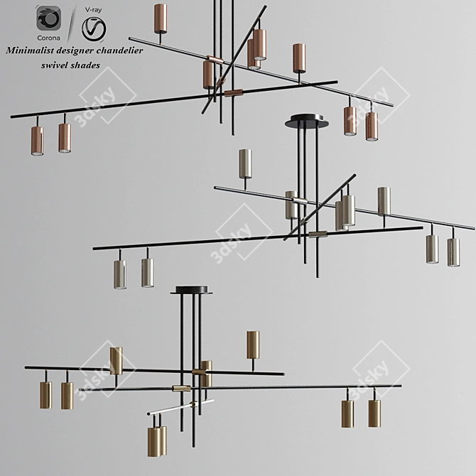Elegant Swivel Shade Chandelier 3D model image 1