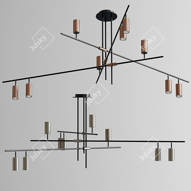 Elegant Swivel Shade Chandelier 3D model image 2