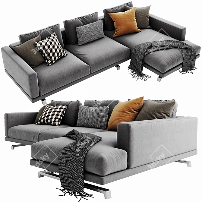 Sleek and Stylish Molteni & C Octave Chaise 3D model image 3