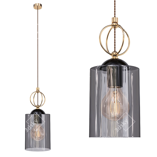 Smoke Glass Cylinder Pendant 3D model image 1