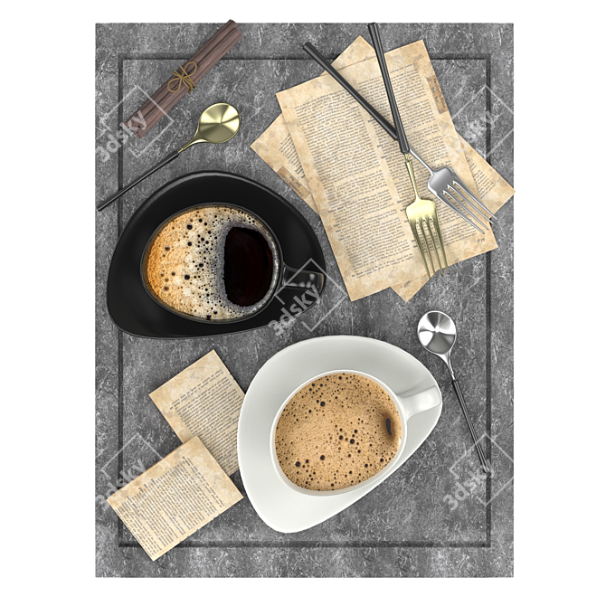 Vintage Coffee Cup Set 3D model image 2