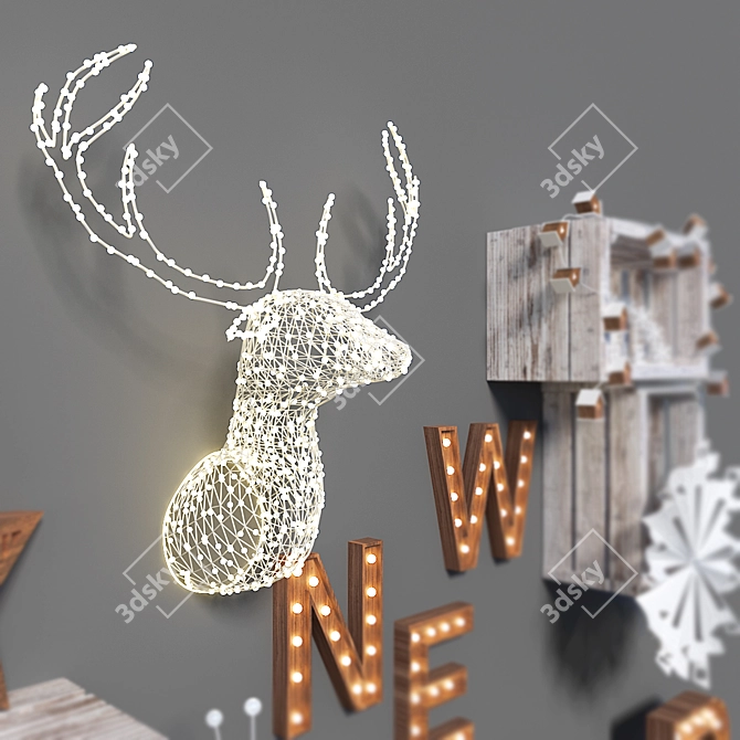 Festive New Year's Decor Set 3D model image 2