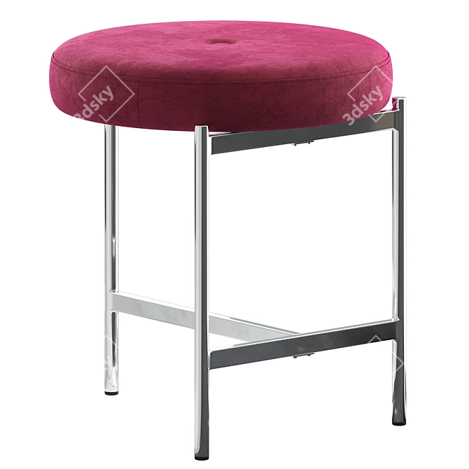 Elegant Metal Vanity Stool 3D model image 2