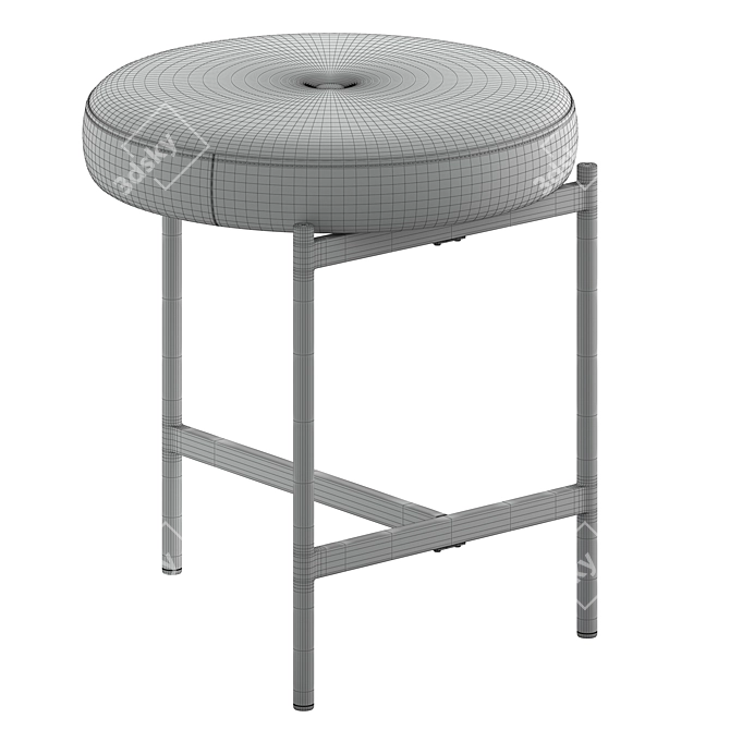 Elegant Metal Vanity Stool 3D model image 5