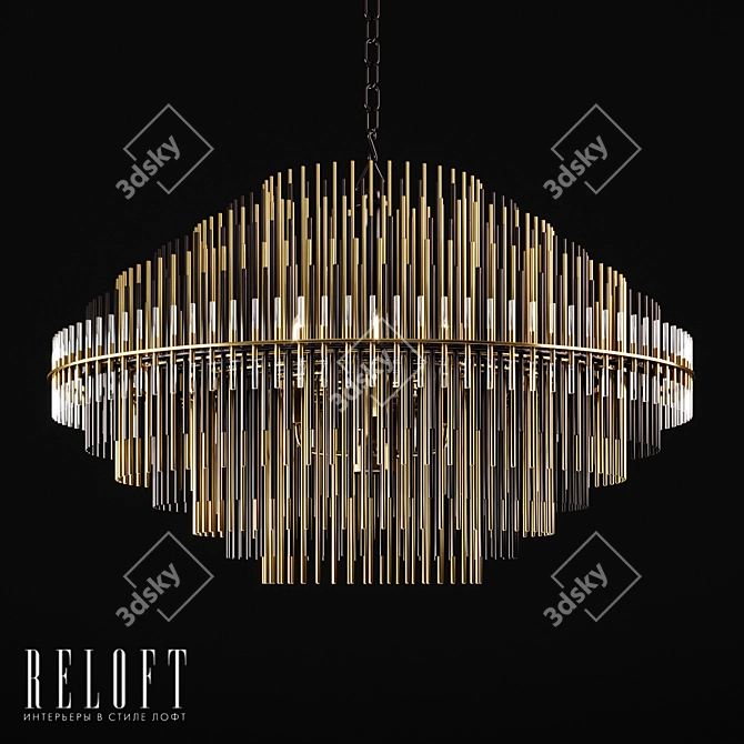 Emile Round Chandelier: Elegant Metal & Glass 3D model image 1