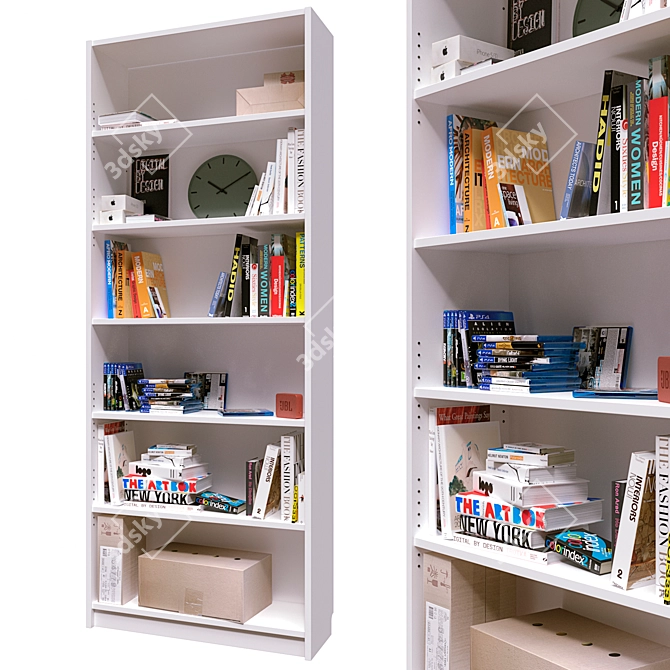 Versatile Billy Bookcase: 80cm x 28cm x 202cm 3D model image 1