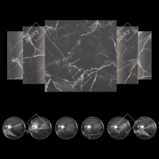 Luxury Calacatta Black Tiles - 1200x2400 mm 3D model image 1