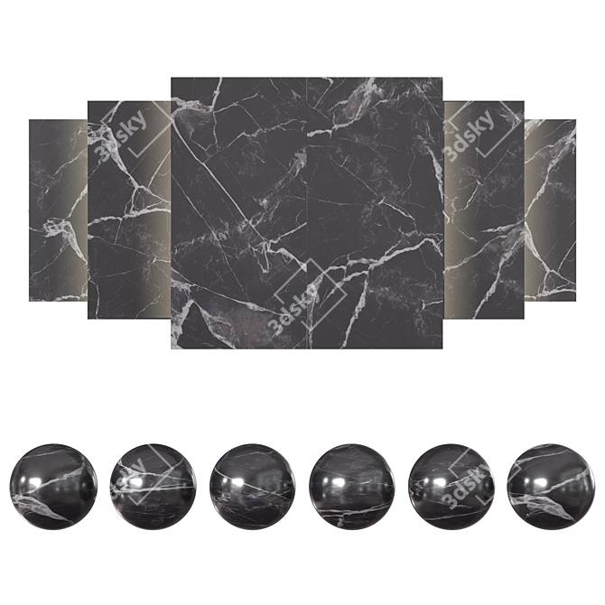 Luxury Calacatta Black Tiles - 1200x2400 mm 3D model image 2