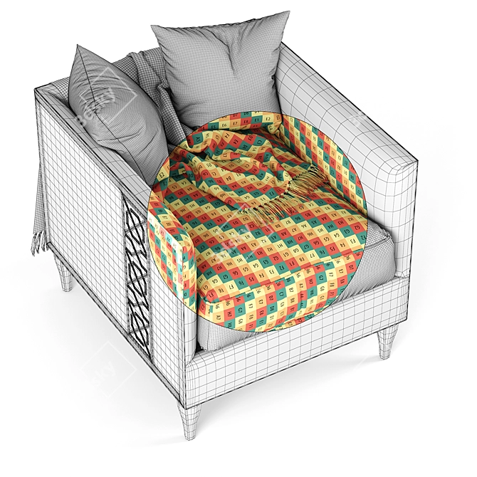 Elegant Fret Knot Caracole Chair 3D model image 5
