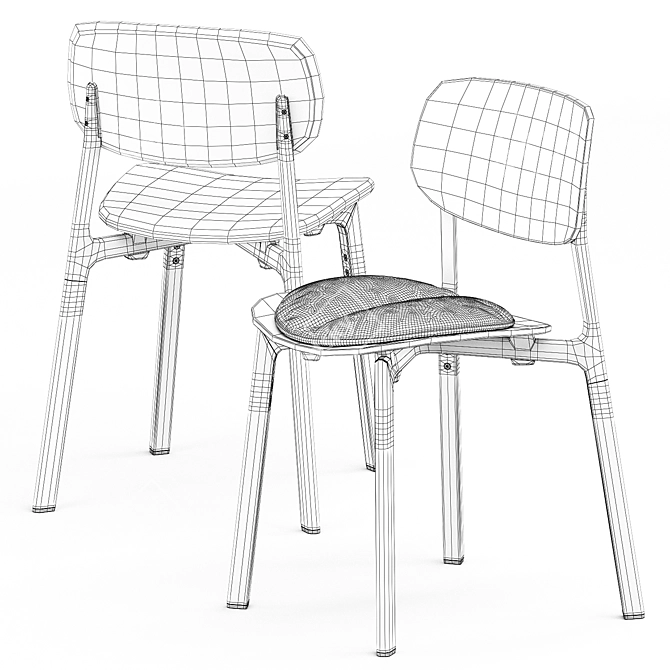 Modern Colander Chair: Wood & Padded 3D model image 5