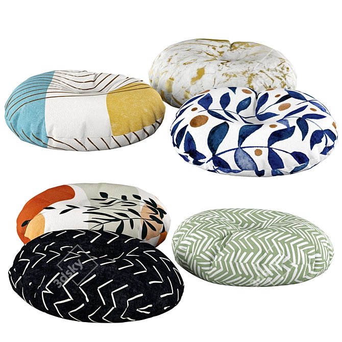 Elevate Your Space: Cozy Floor Pillow Set 3D model image 2