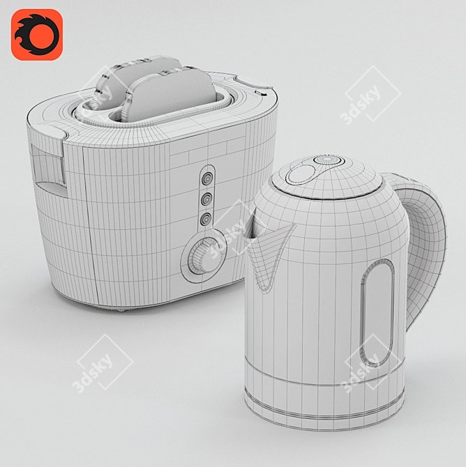 Philips Toaster + Tefal Kettle: Perfect Kitchen Combo 3D model image 3