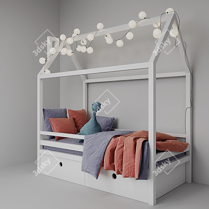 Dream-Box White Divan: Stylish Children's Bed 3D model image 2