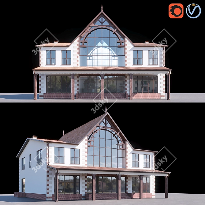 Elegant Two-Storey Home 3D model image 1