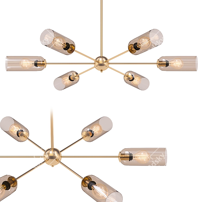 Elegant Flux - Glass Pendant Chandelier 3D model image 1
