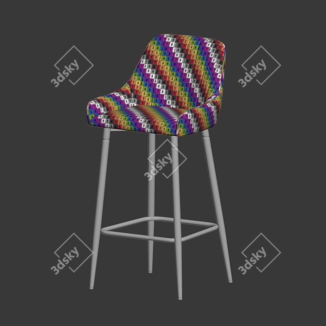 Luxury Hamburg Velvet Bar Chair 3D model image 6