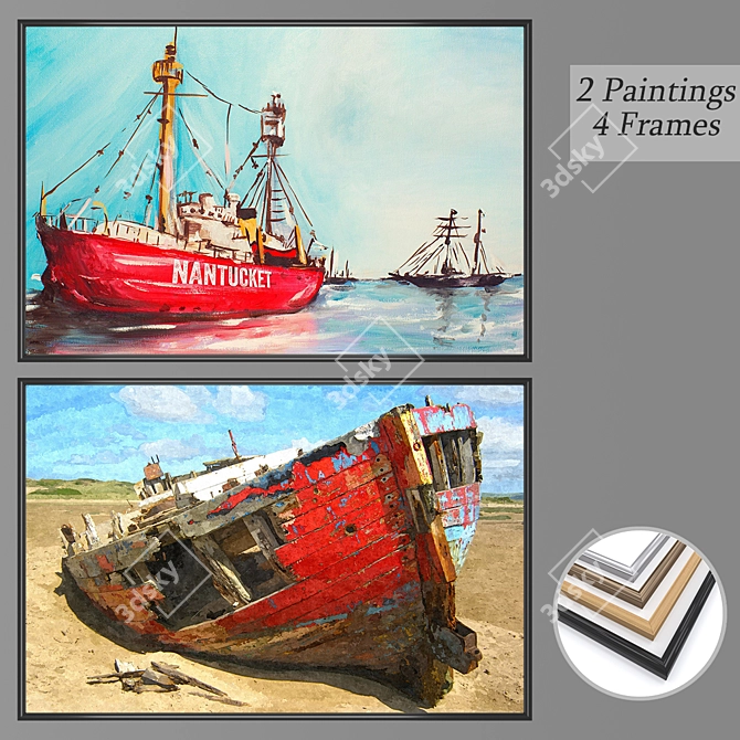 Gallery Collection: Set of 2 Wall Paintings 3D model image 1