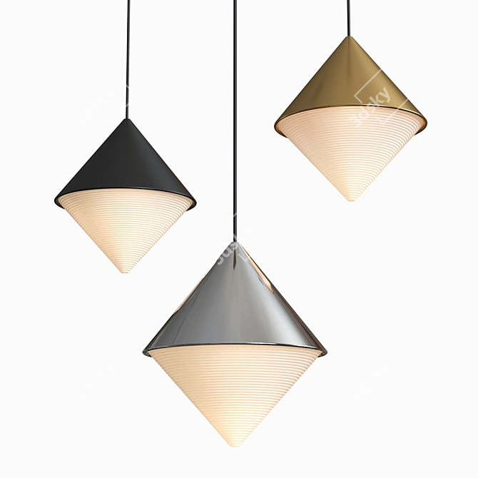 Modern Half & Half Pendant Cone, Multiple Finishes 3D model image 1