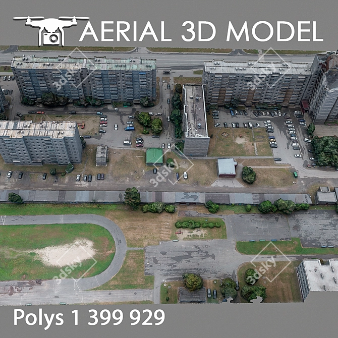 Urban Landscape Drone Scan 3D model image 4