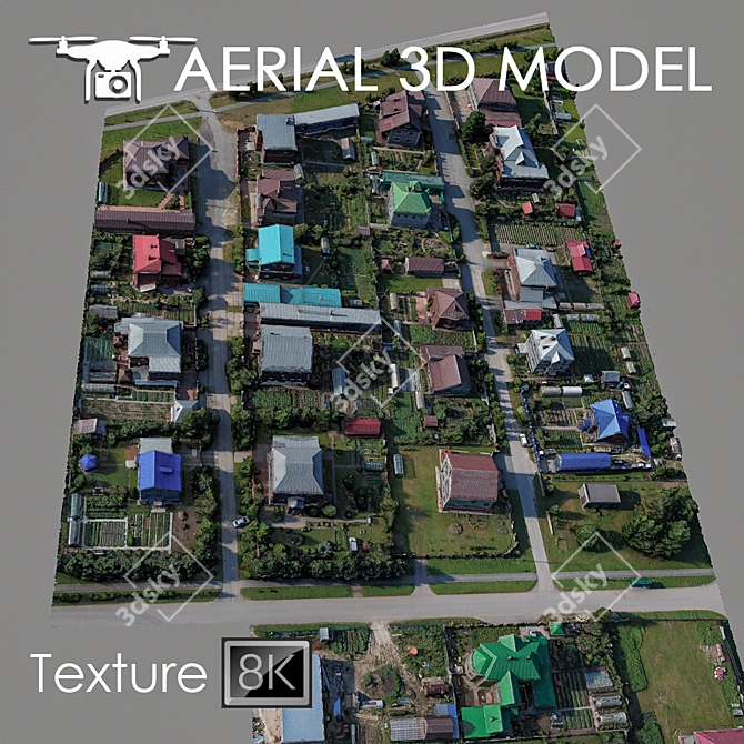 Aerial Land Scan: Detailed Residential Area 3D model image 2