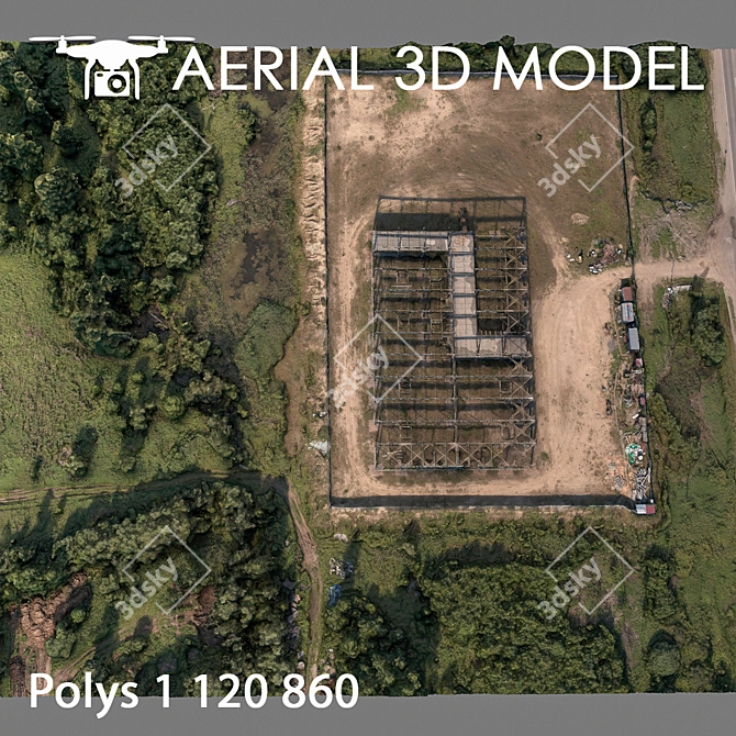 Aerial Landscape Model: Industrial Zone 79 3D model image 3