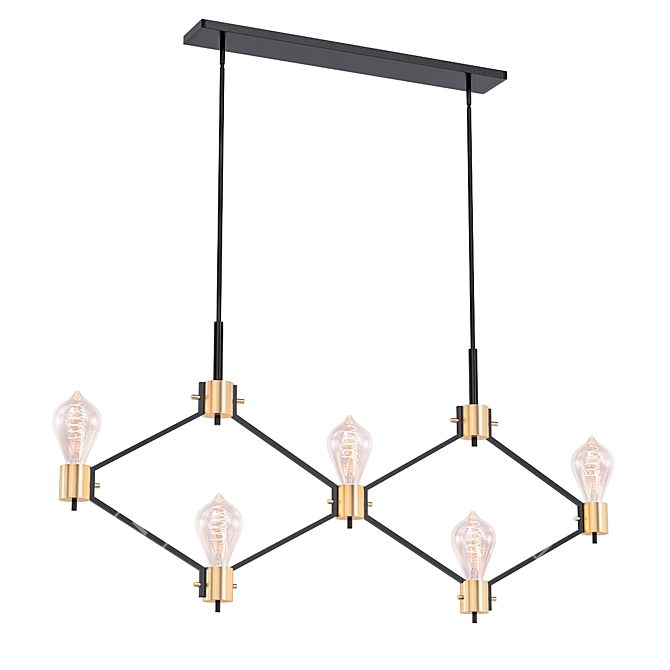 Chic Matte Black Island Chandelier 3D model image 1