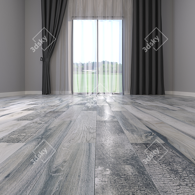 Gray Rosin Parquet Flooring 3D model image 2