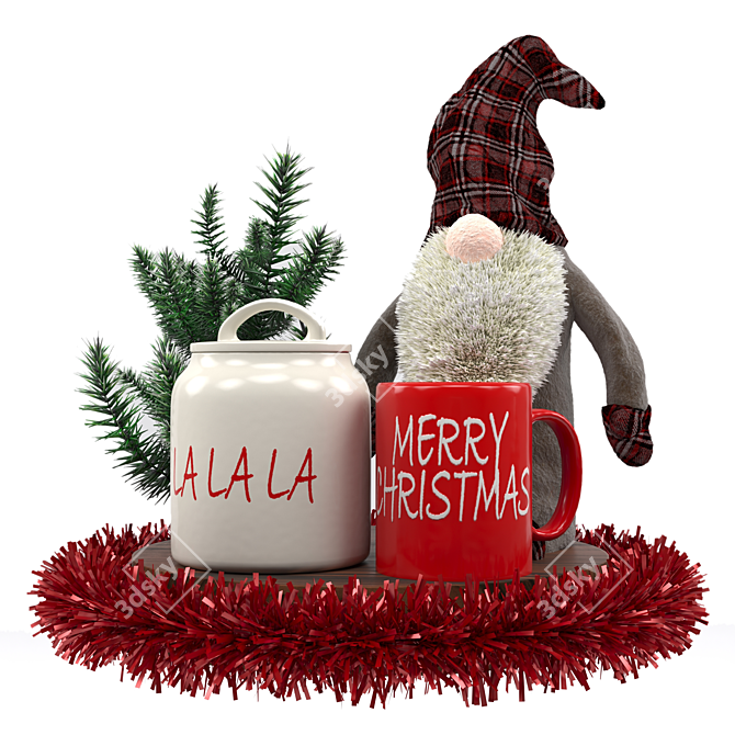 Holiday Gnome Ornament Set 3D model image 1