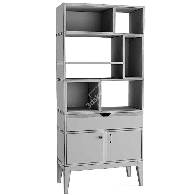 Solid Ash Bookcase for Kids Room 3D model image 3