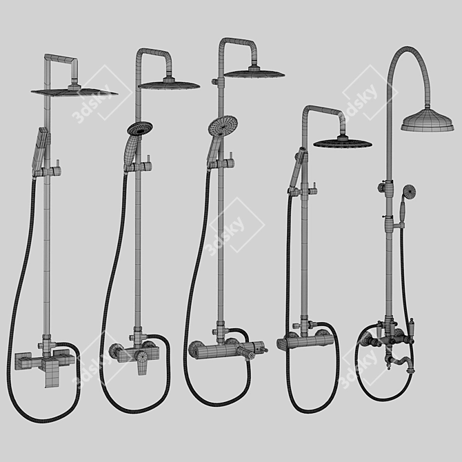 Luxury Cezares Shower Set 3D model image 5