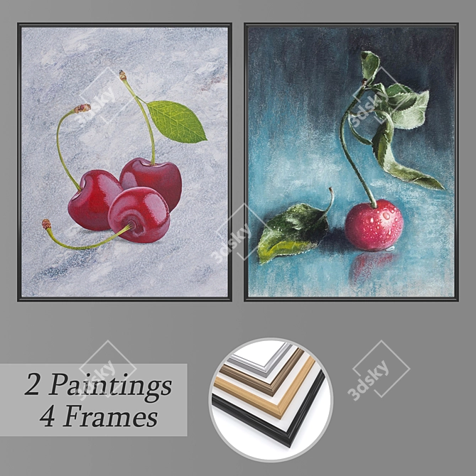 Elegant Wall Art Set with Frame Options 3D model image 1