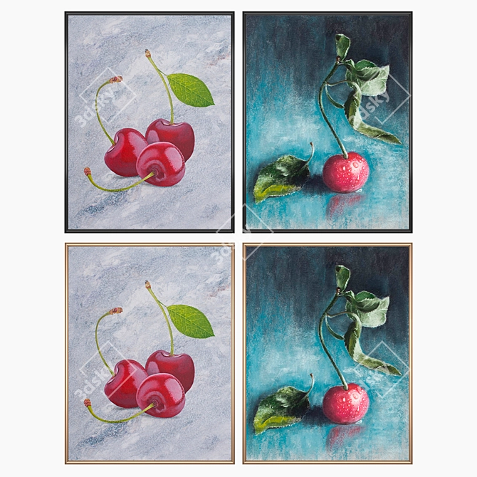 Elegant Wall Art Set with Frame Options 3D model image 2