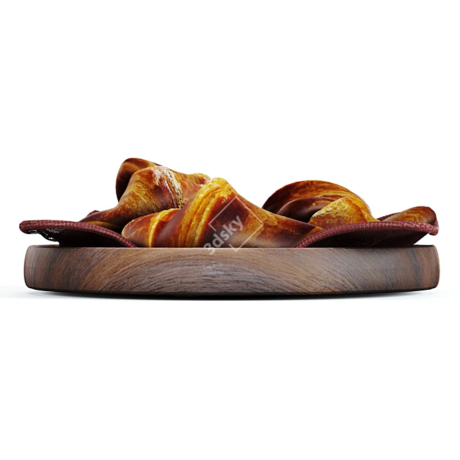 Flaky French Breakfast Croissants 3D model image 3