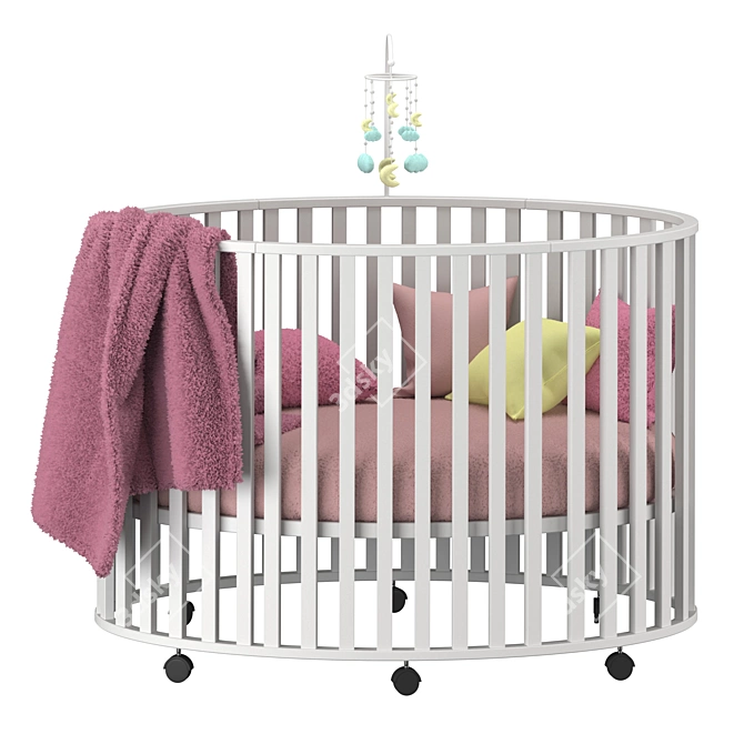 Oval Baby Bed: 1200x1300x750 3D model image 4