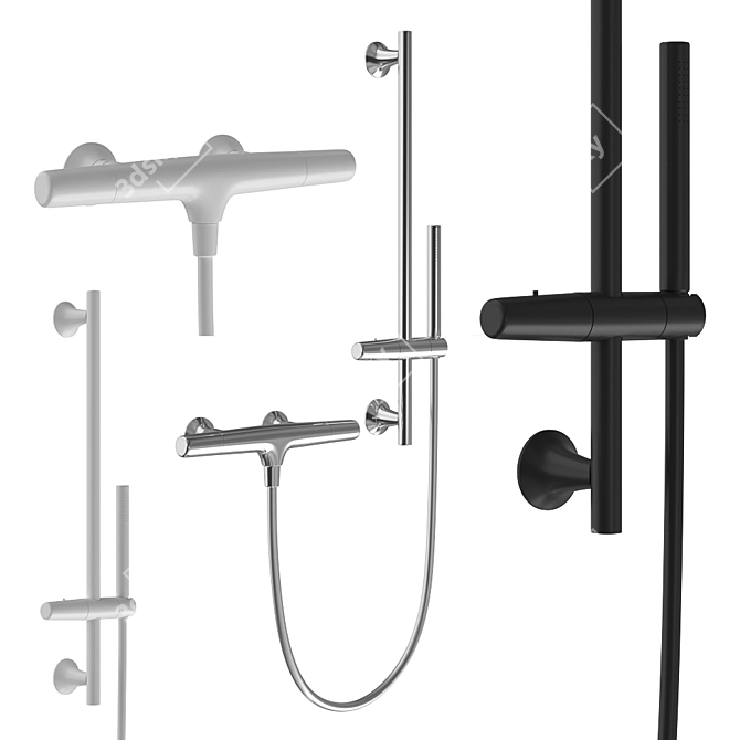 Vita Thermostatic Shower Mixer with Sliding Bar 3D model image 1