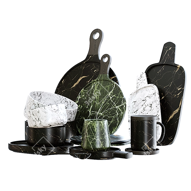 Elegant Kitchen Decor Set 3D model image 2