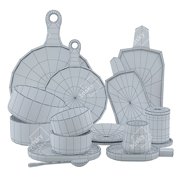 Elegant Kitchen Decor Set 3D model image 3