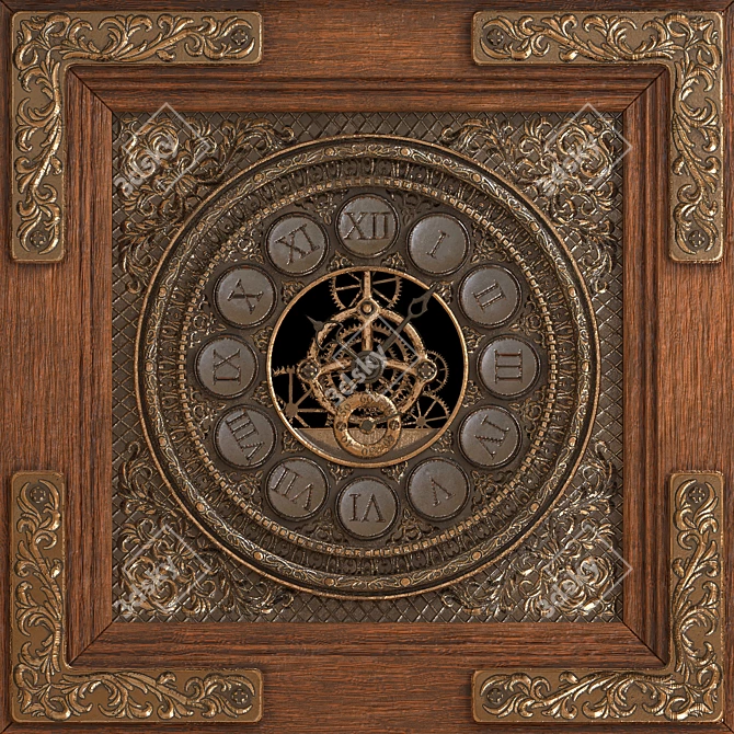 Vintage Steampunk Clock 3D model image 4