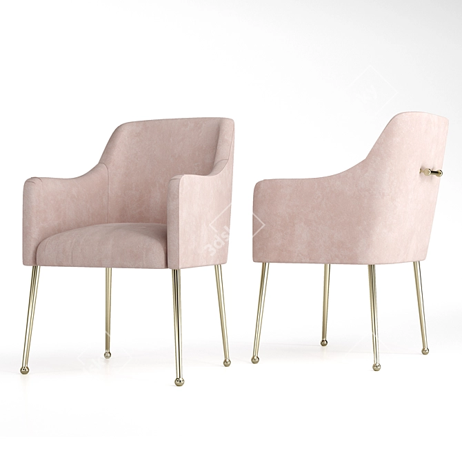 Luxury Velvet Elowen Armchair & Travertine Table Set 3D model image 4